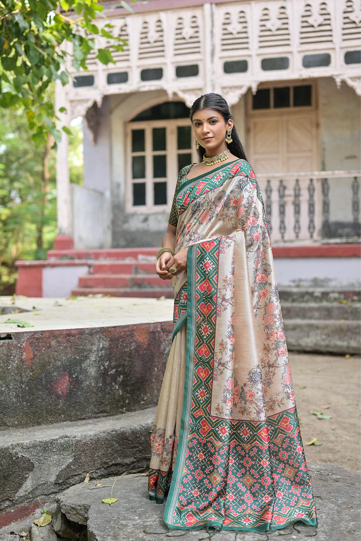 Gorgeous Tussar silk saree for festive celebrations in the USA