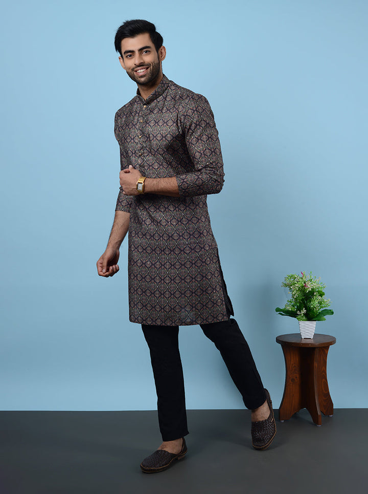 Stylish grey kurta for men, perfect for festive occasions in the USA.