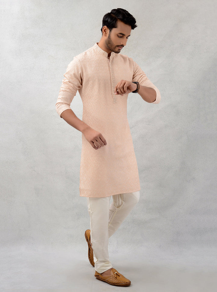 Men’s Traditional Peach Georgette Kurta Pajama Set