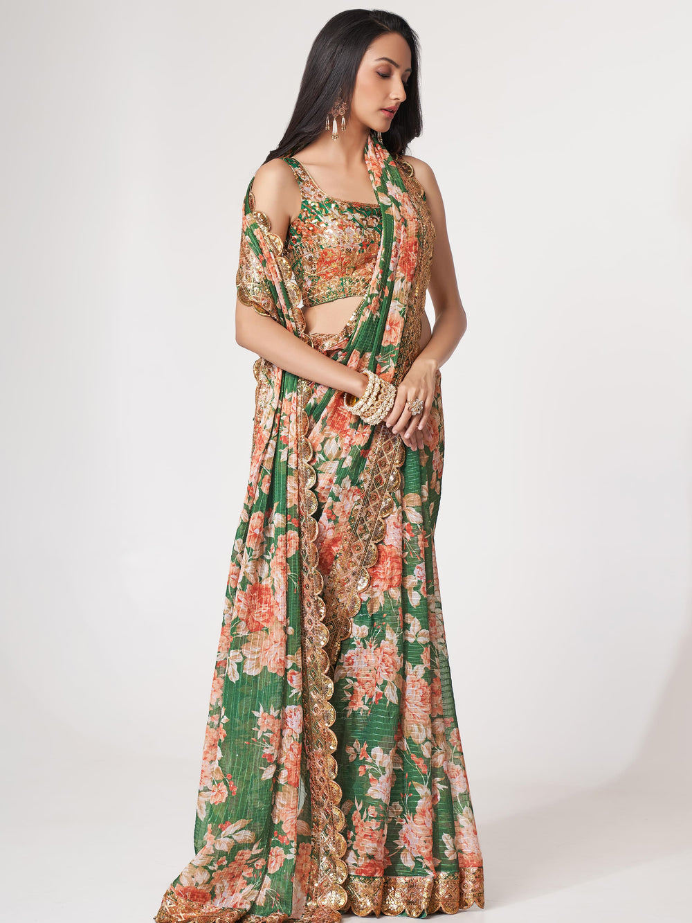 Vibrant color luxurious fabric exclusive attire crafted for elegance and style.