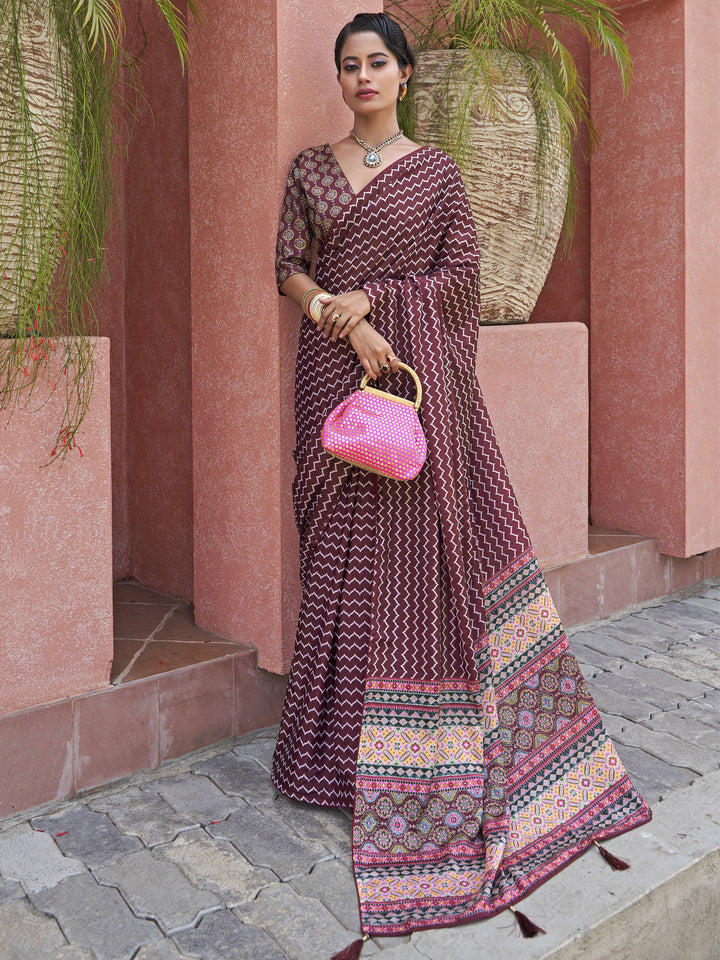 Vibrant color crepe saree crafted for elegance and style.