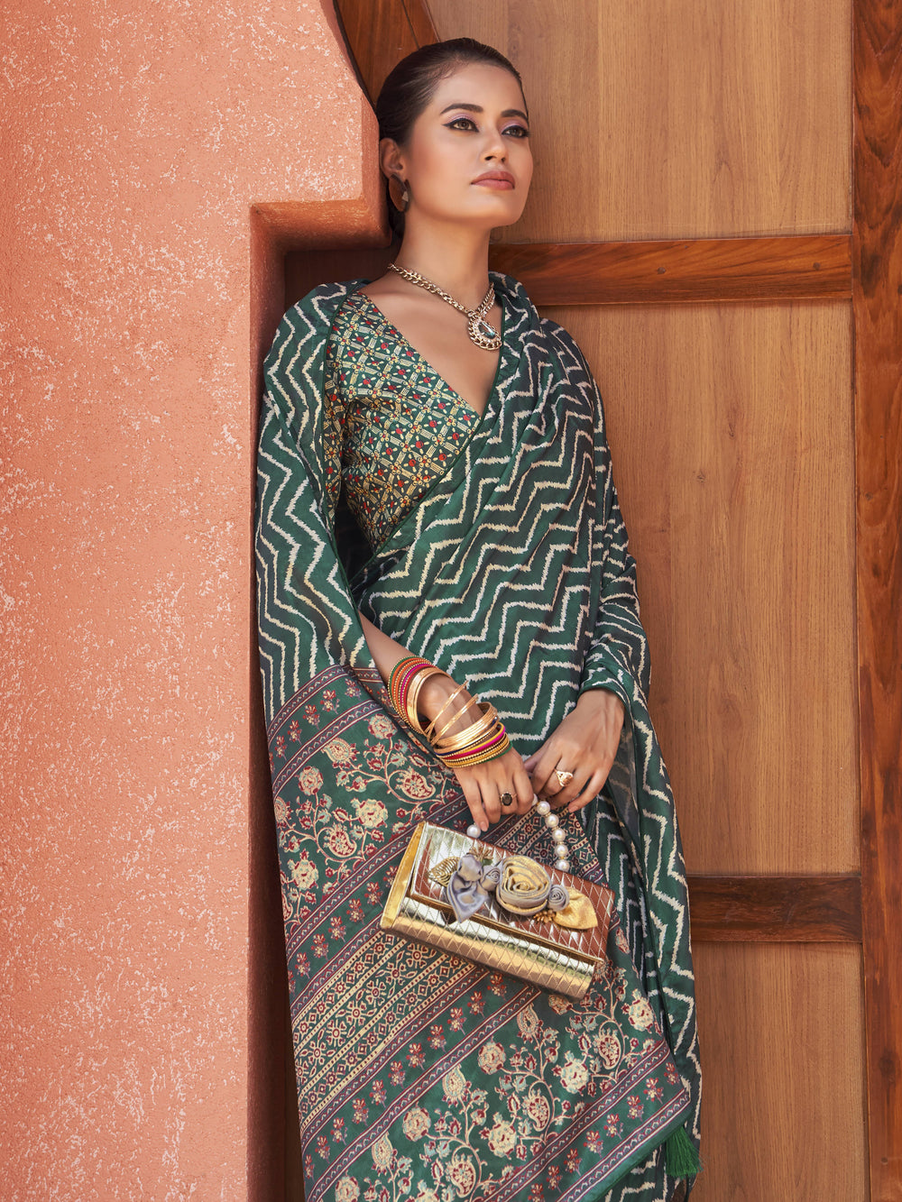 Vibrant color luxurious fabric exclusive attire crafted for elegance and style.