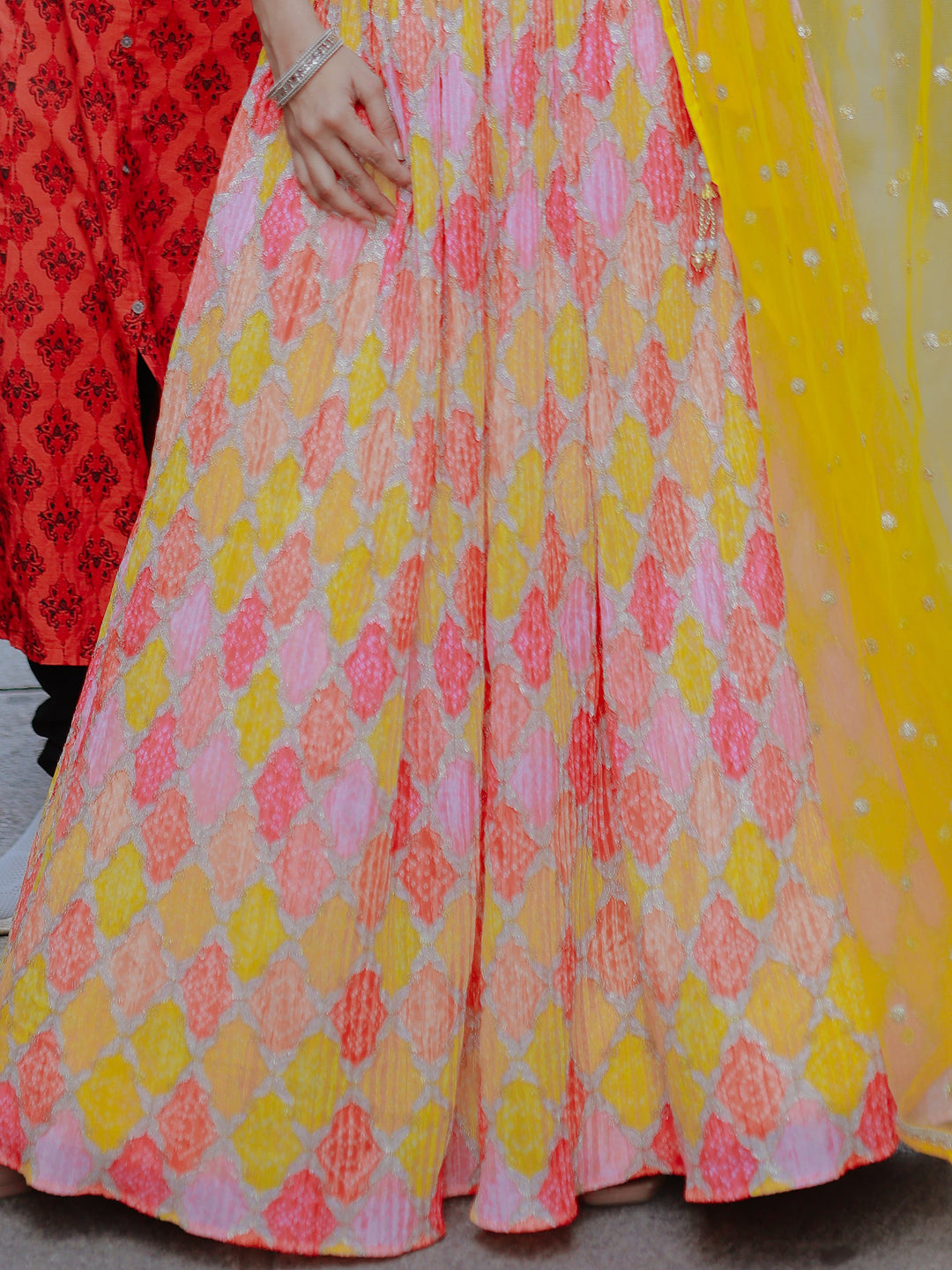 Charming Yellow Printed Organza Haldi Wear Lehenga Choli