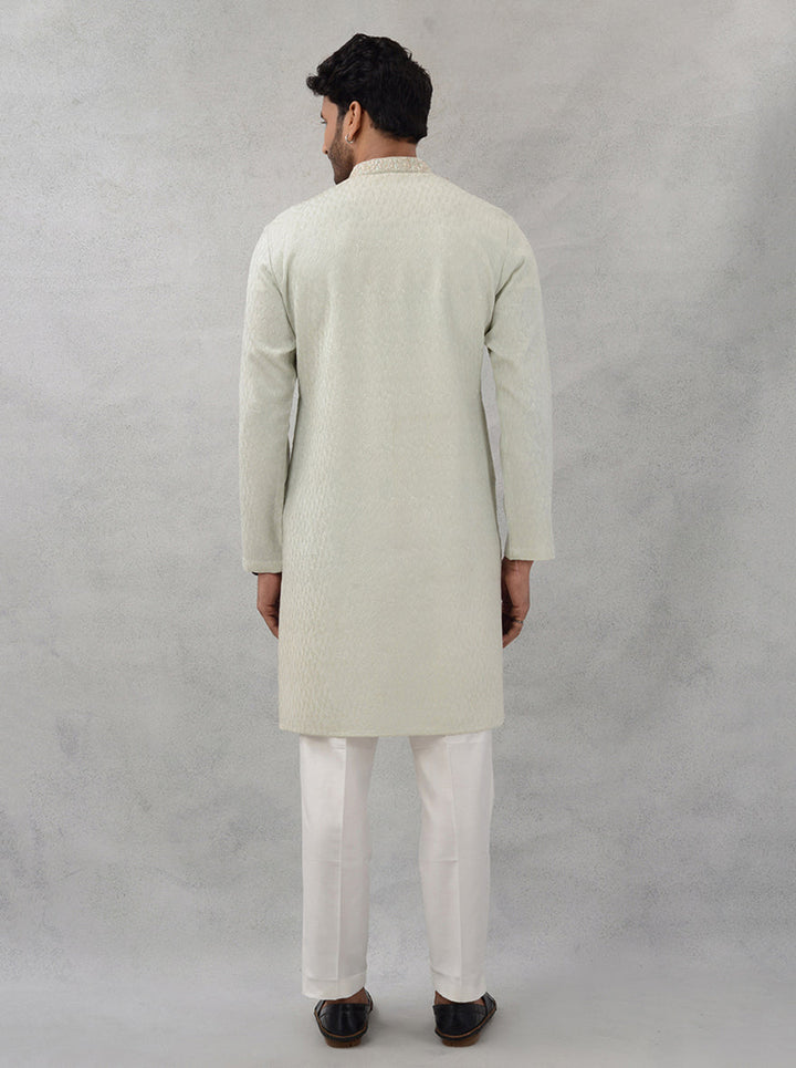 Comfortable Georgette Kurta Pajama in Pista for Men