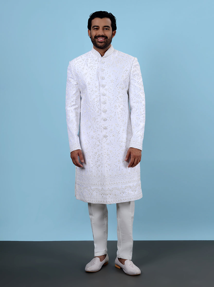 Elegant light-pink sherwani, perfect for the modern man looking to enhance his wardrobe.