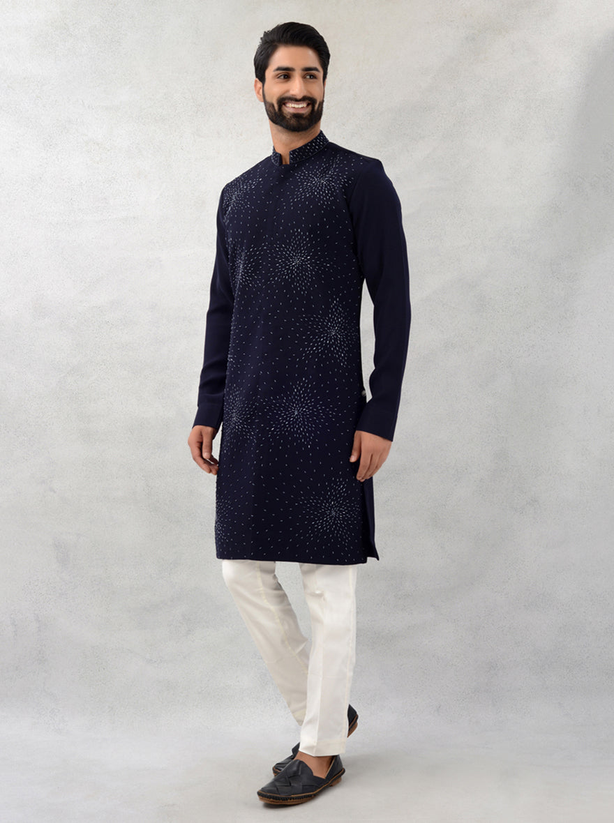 Elegant navy kurta pajama set perfect for festive gatherings.