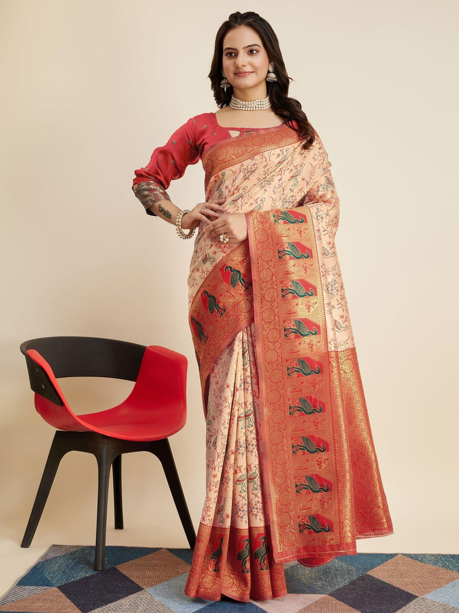 Red silk saree crafted for elegance and style.