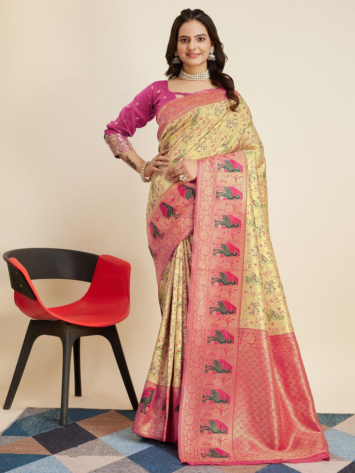 Pink silk saree crafted for elegance and style.