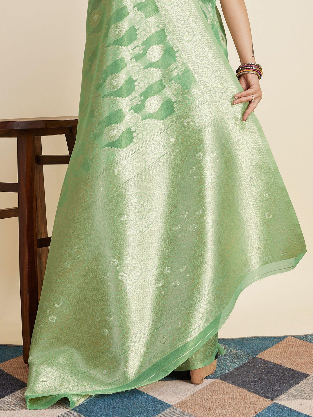 Vibrant color luxurious fabric exclusive attire crafted for elegance and style.