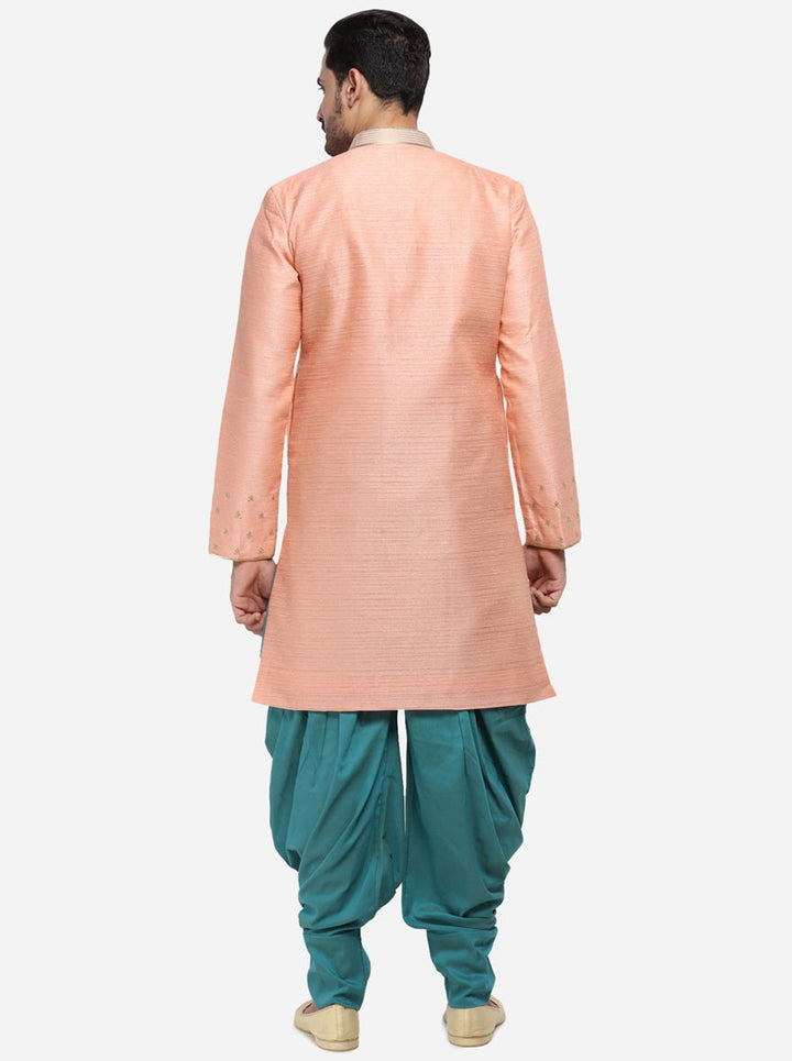 The Embroidered Light Peach Silk Blend adds a touch of class to your ethnic wear, perfect for showcasing your style in the USA.