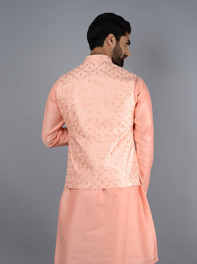 Timeless Pink Bandhgala for Men | Designer Nehru Jacket Style