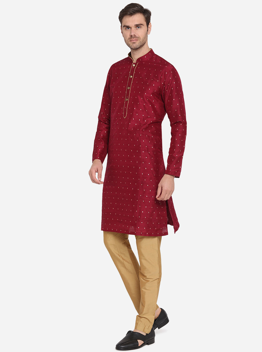 Celebrate in style with our wine kurta set, ideal for making a statement at formal occasions.