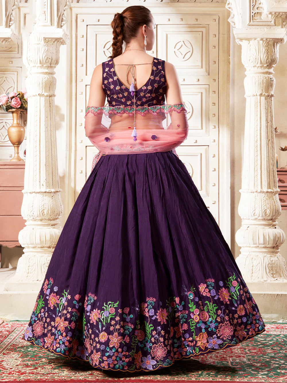 Charming√É∆í√¢‚Ç¨≈°√É‚Äö√Ç¬†Purple Sequins Silk Sangeet Wear Lehenga Choli