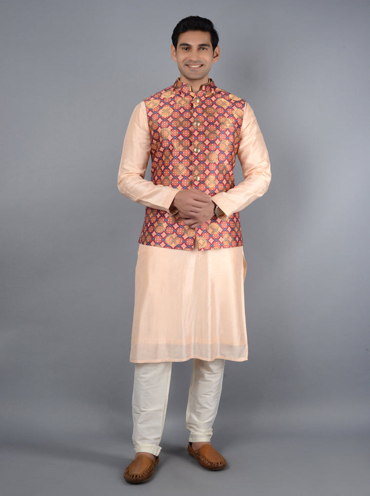 Sophisticated rust Bandhgala jacket, adding warmth and elegance to your attire for special events.