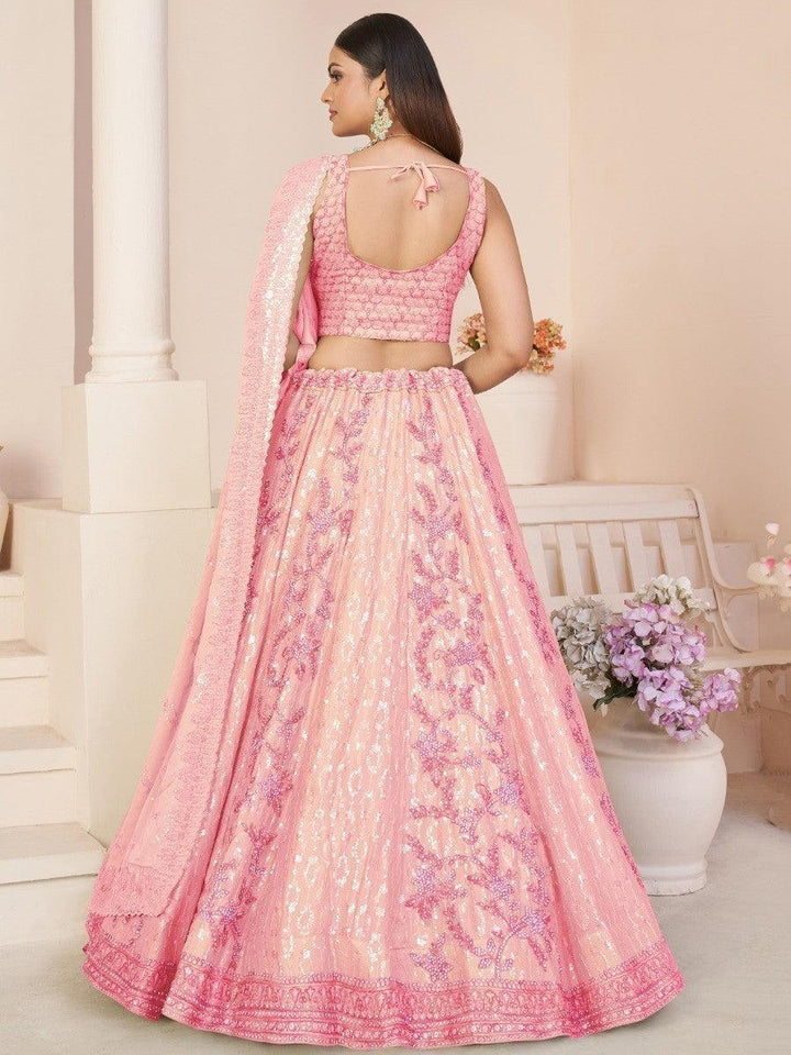 Sublime Pink Wedding Lehenga Choli | Georgette with Sequins, Stonework & Embroidery