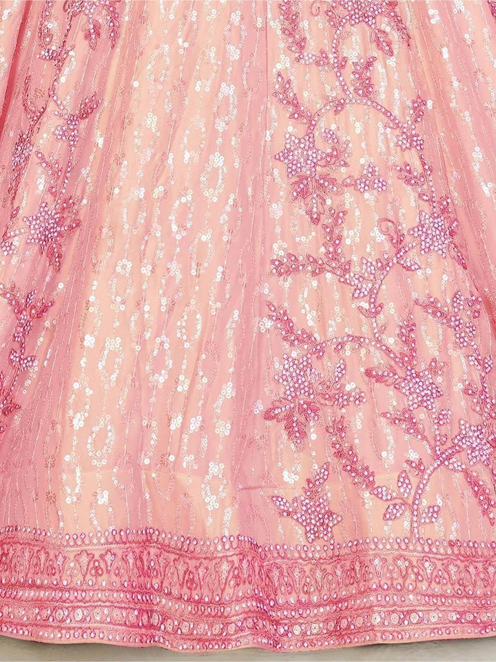 Sublime Pink Wedding Lehenga Choli | Georgette with Sequins, Stonework & Embroidery