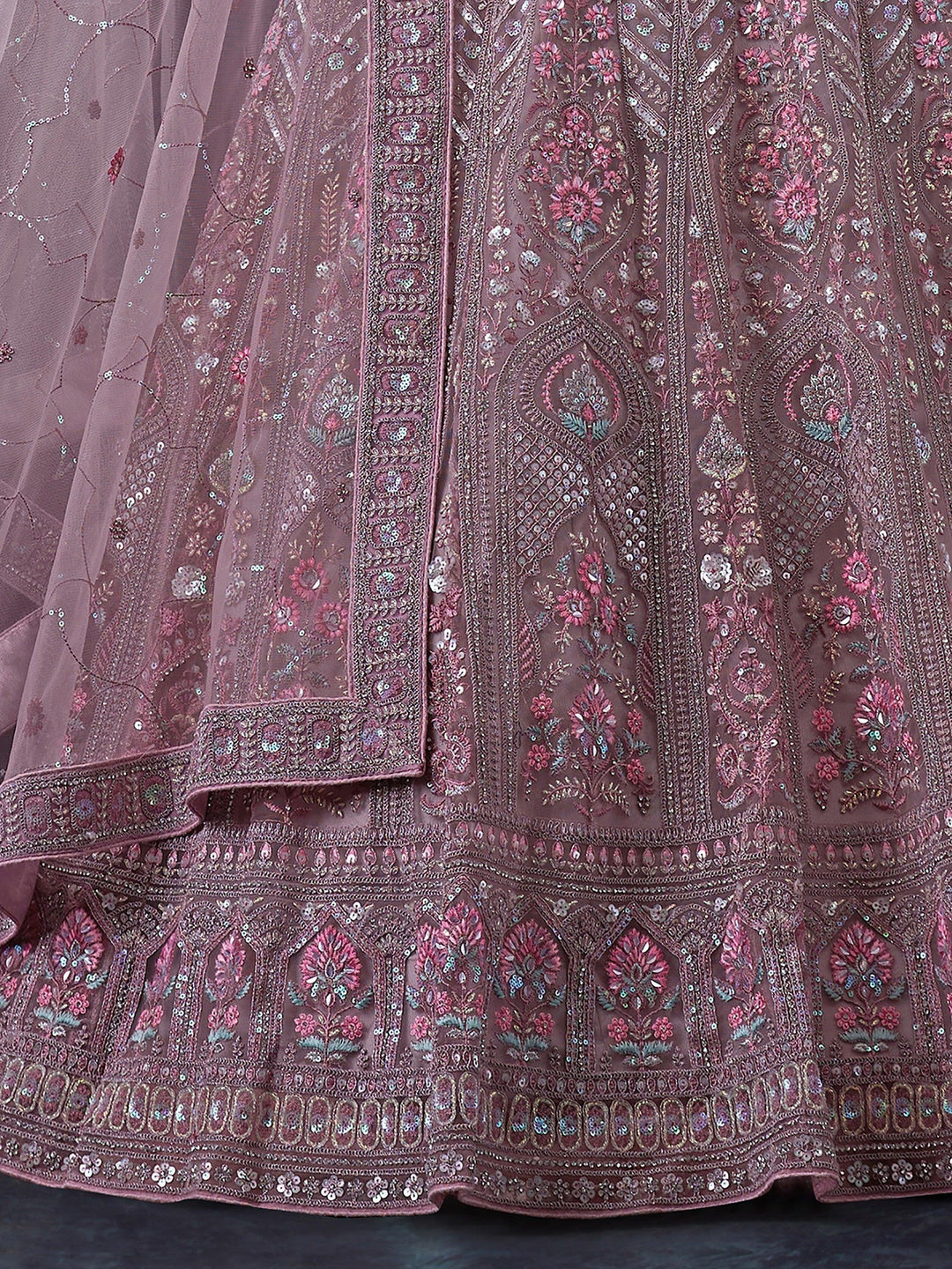 Dusty Purple Lehenga Choli | Customizable with Dupatta & Sequins Work