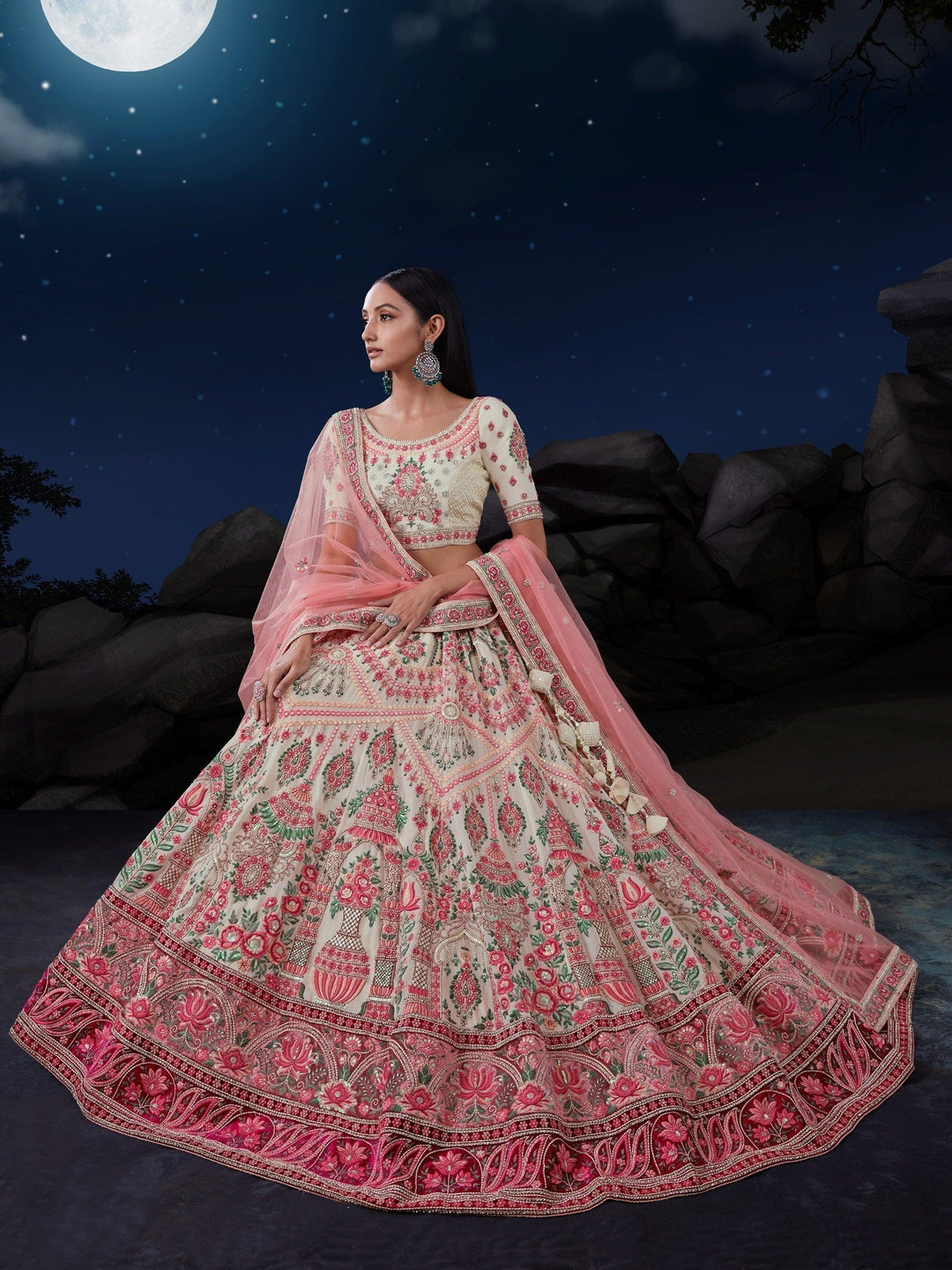 Luxury Off-White Lehenga Choli | Sequins Georgette for Special Events