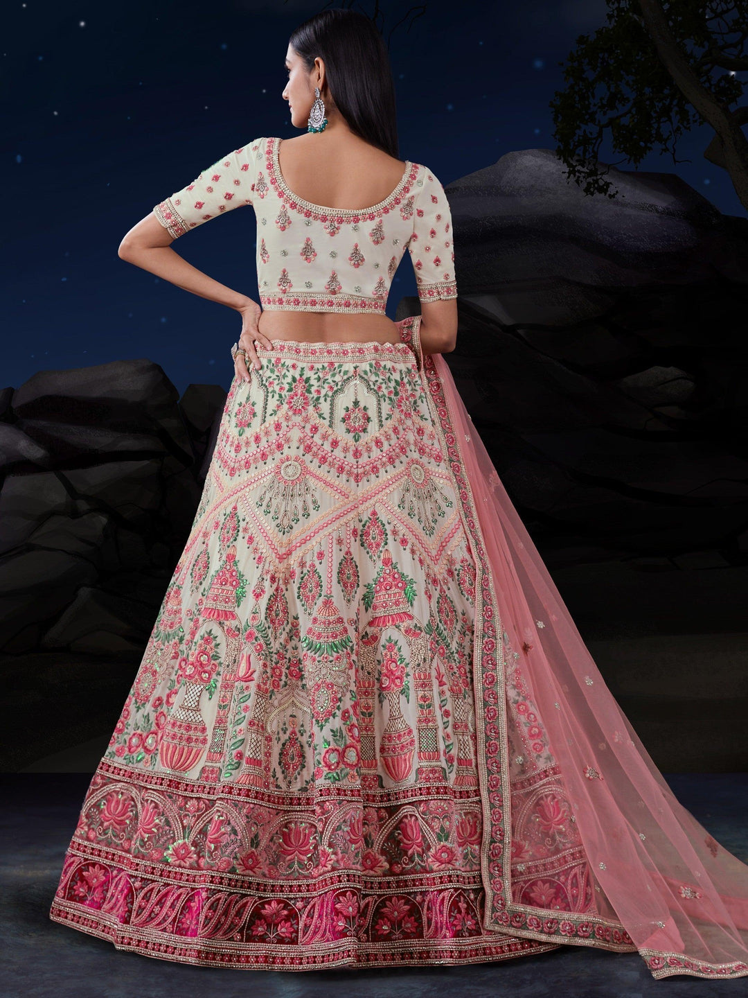 Luxury Off-White Lehenga Choli | Sequins Georgette for Special Events