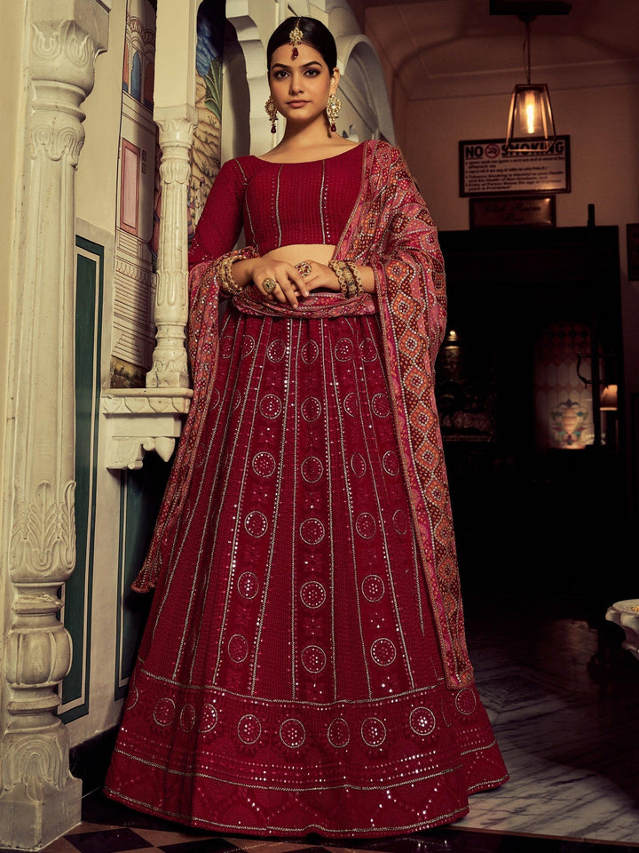 Stunning Red Georgette Lehenga | Embroidered Wedding Lehenga Choli