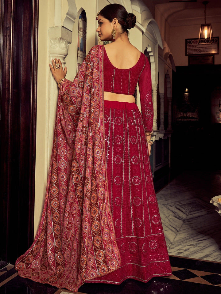 Stunning Red Georgette Lehenga | Embroidered Wedding Lehenga Choli