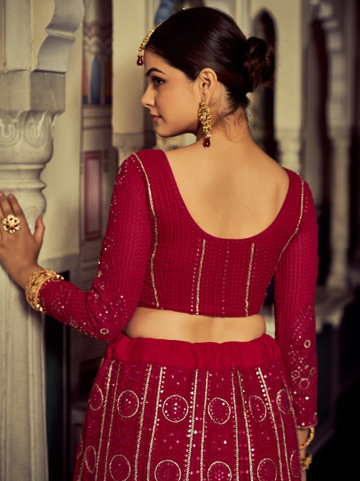 Stunning Red Georgette Lehenga | Embroidered Wedding Lehenga Choli