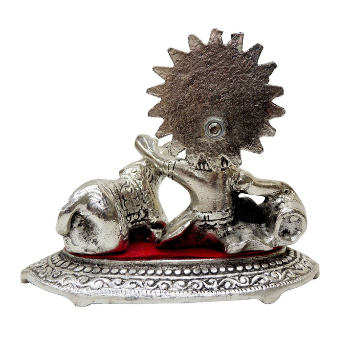 Aluminium Showpiece Krishna Idol with Calf Statue | Decorative Home Accent