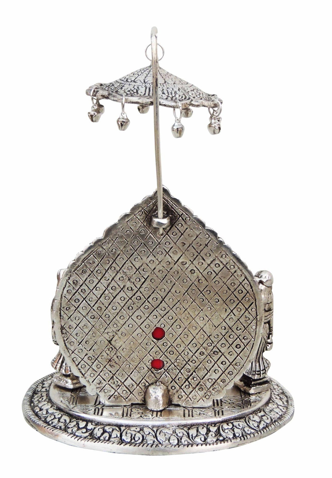 Aluminium Ganesh Idol Showpiece with Ridhi Sidhi Silver | 6.5x5.5x8.5 Inch