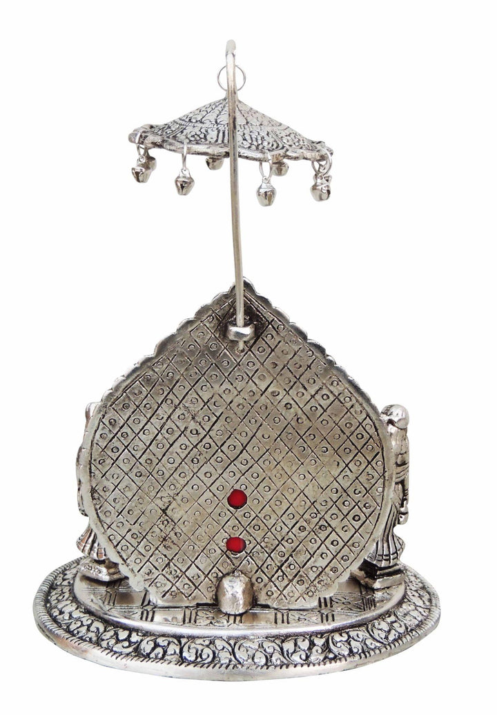 Aluminium Ganesh Idol Showpiece with Ridhi Sidhi Silver | 6.5x5.5x8.5 Inch