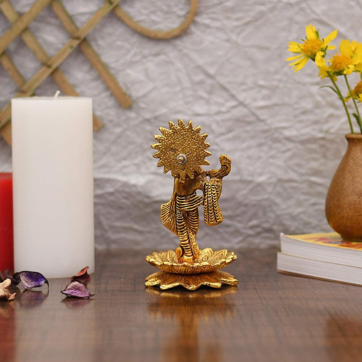 Aluminium Idol | Showpiece Krishna Statue - 3.5*3.5*6.5 inch