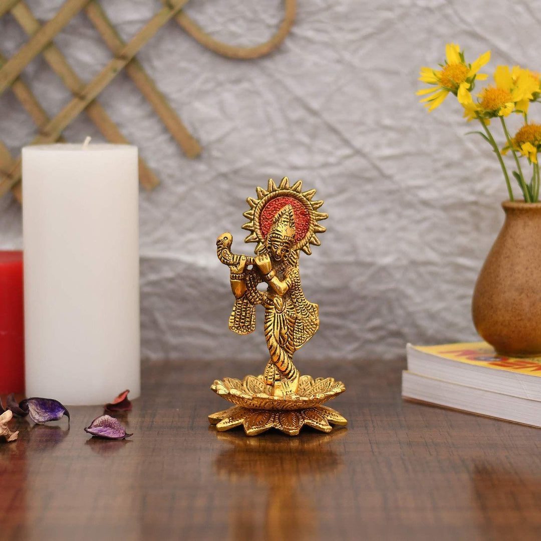 Aluminium Idol | Showpiece Krishna Statue - 3.5*3.5*6.5 inch