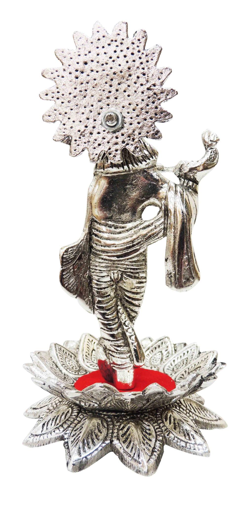 Aluminium Krishna Idol | Silver Finish - 3.5x3.5x6.5 Inches