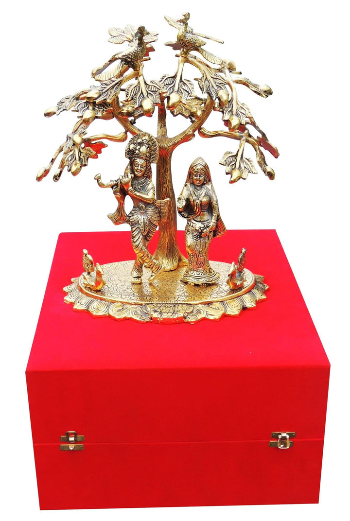 Aluminium R K Standing Tree Idol - 12x9x16 Inches | Decorative Metal Sculpture