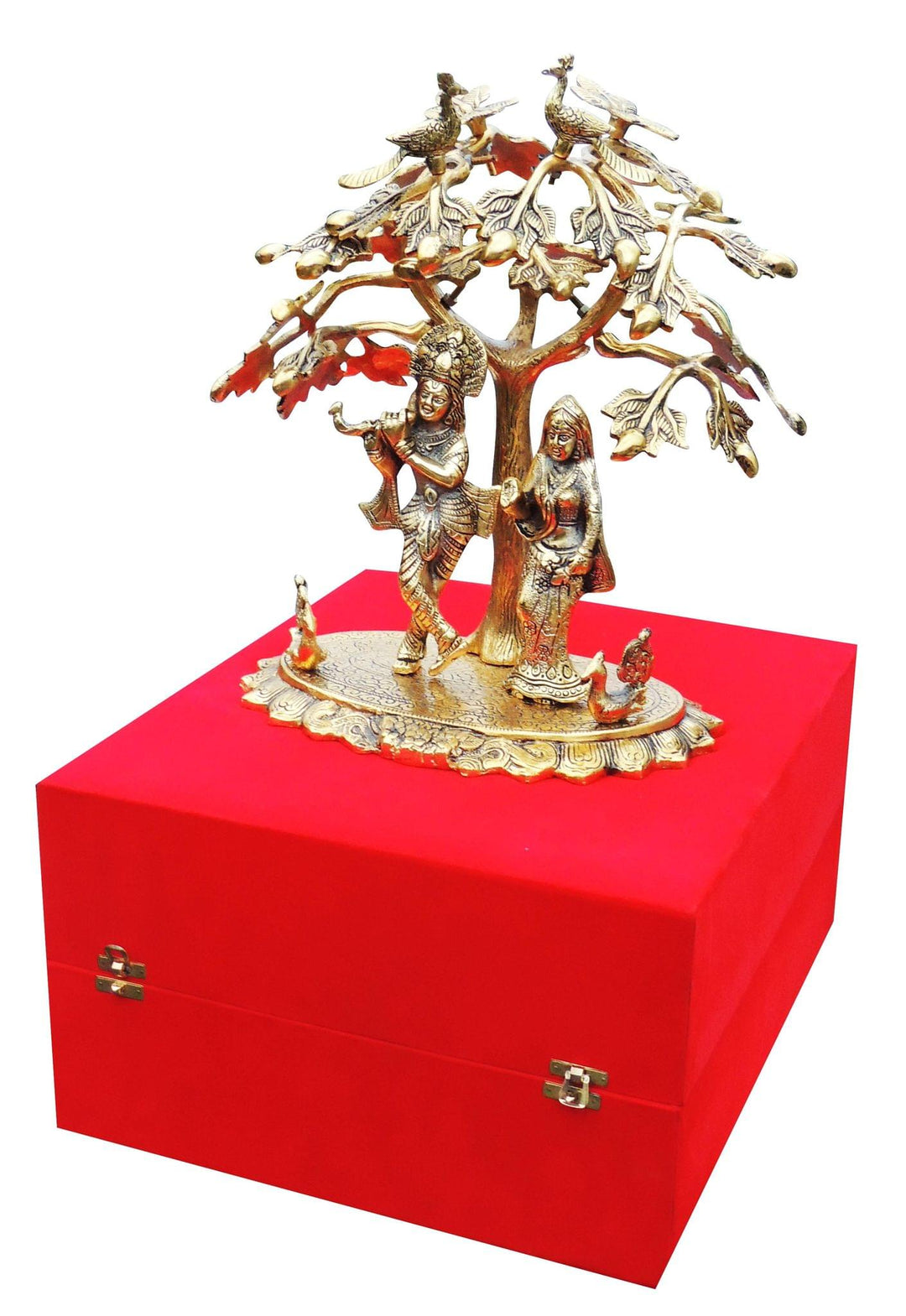 Aluminium R K Standing Tree Idol - 12x9x16 Inches | Decorative Metal Sculpture