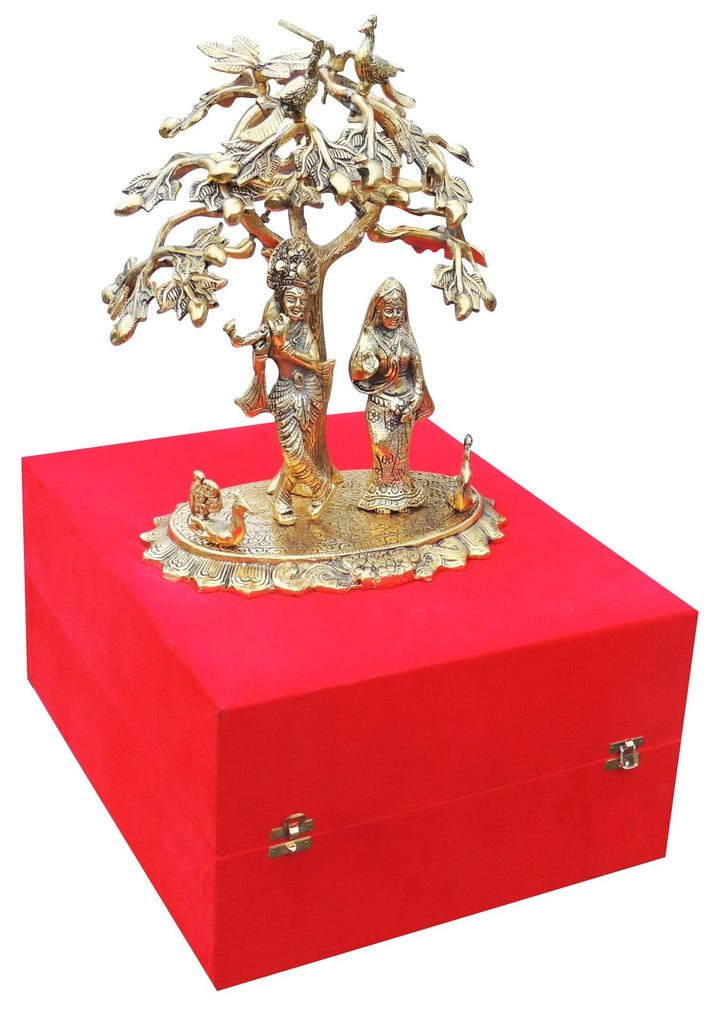 Aluminium R K Standing Tree Idol - 12x9x16 Inches | Decorative Metal Sculpture