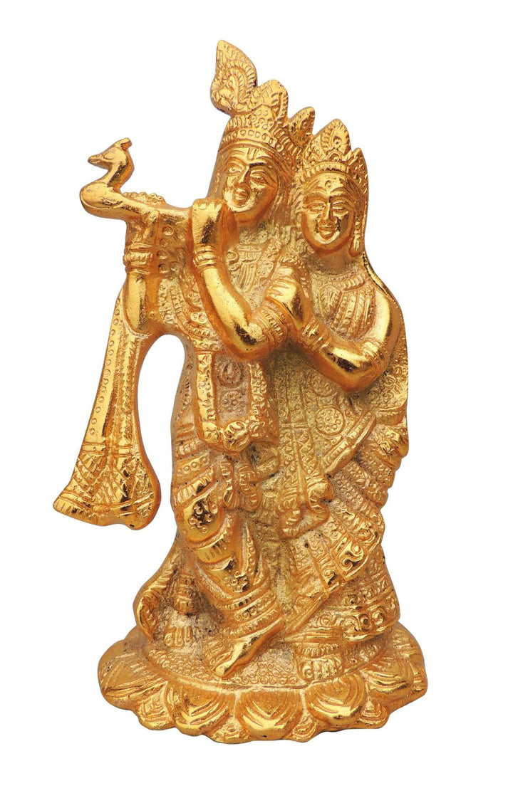 Aluminium Radha Krishna Idol - 4.4x3x7.5 Inches | Decorative Home Accent