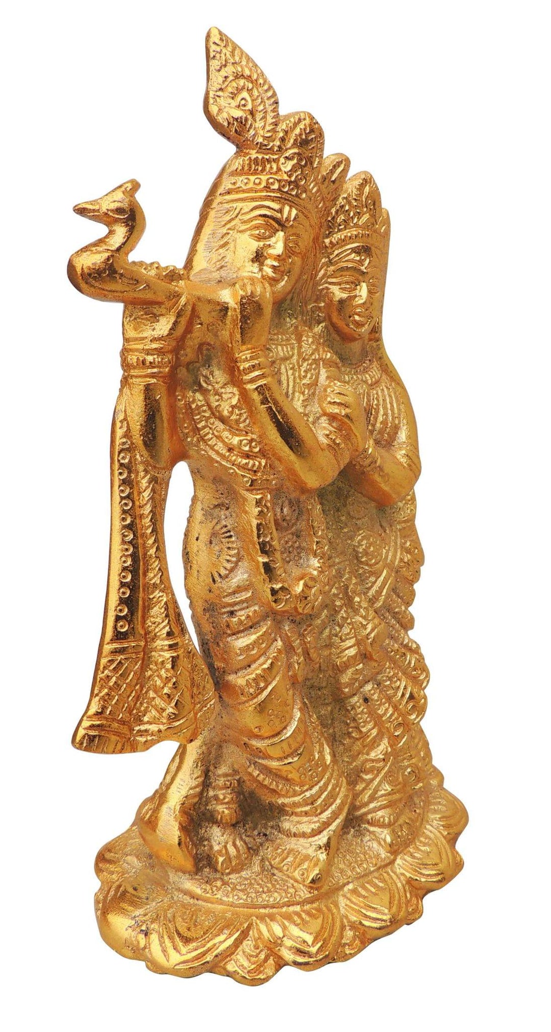 Aluminium Radha Krishna Idol - 4.4x3x7.5 Inches | Decorative Home Accent