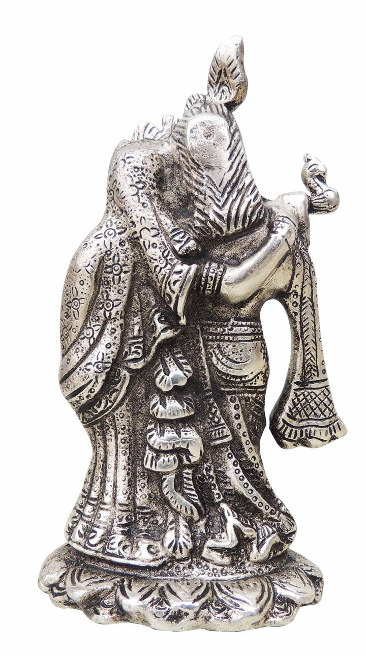 Showpiece Radha Krishna Aluminium Idol | Silver Finish Decorative Statue