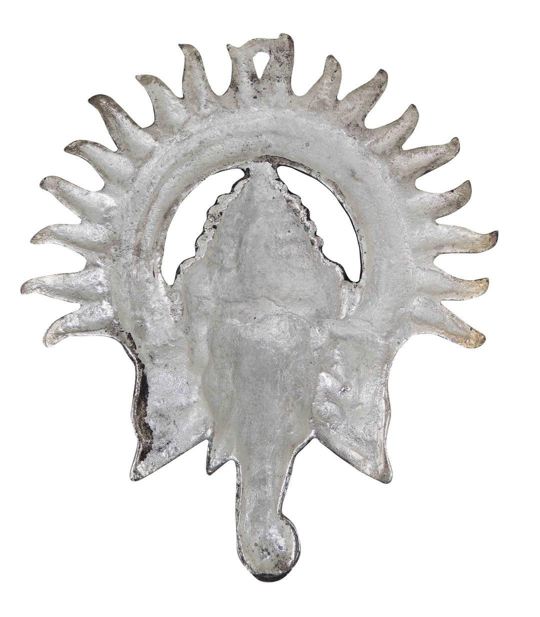 Aluminium Idol | Showpiece Ganesh Circle Wall Hanging Silver 8.4"x1.2"x9.8"