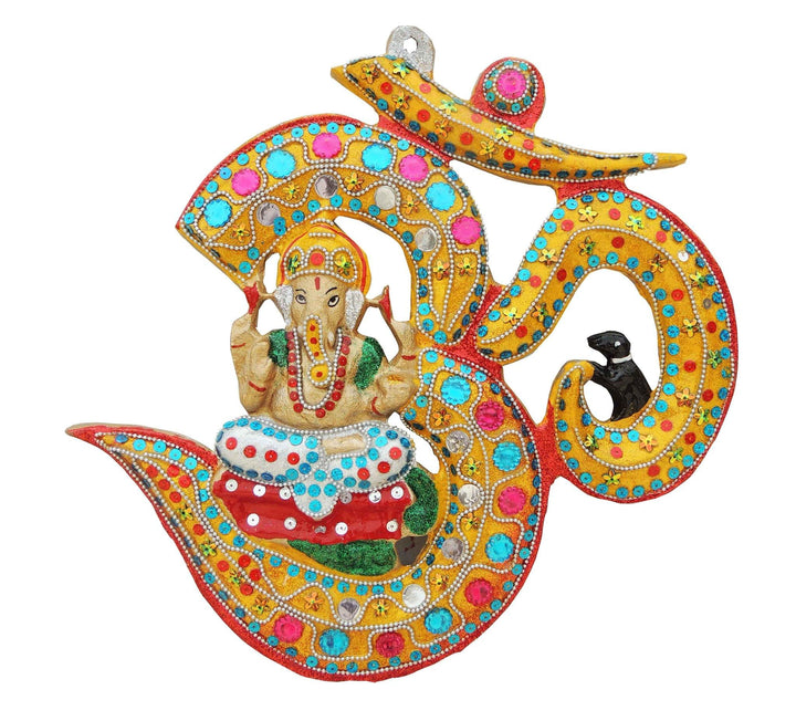 Aluminium Om Ganesh Idol | Decorative Showpiece 14.2*1.2*14 Inch