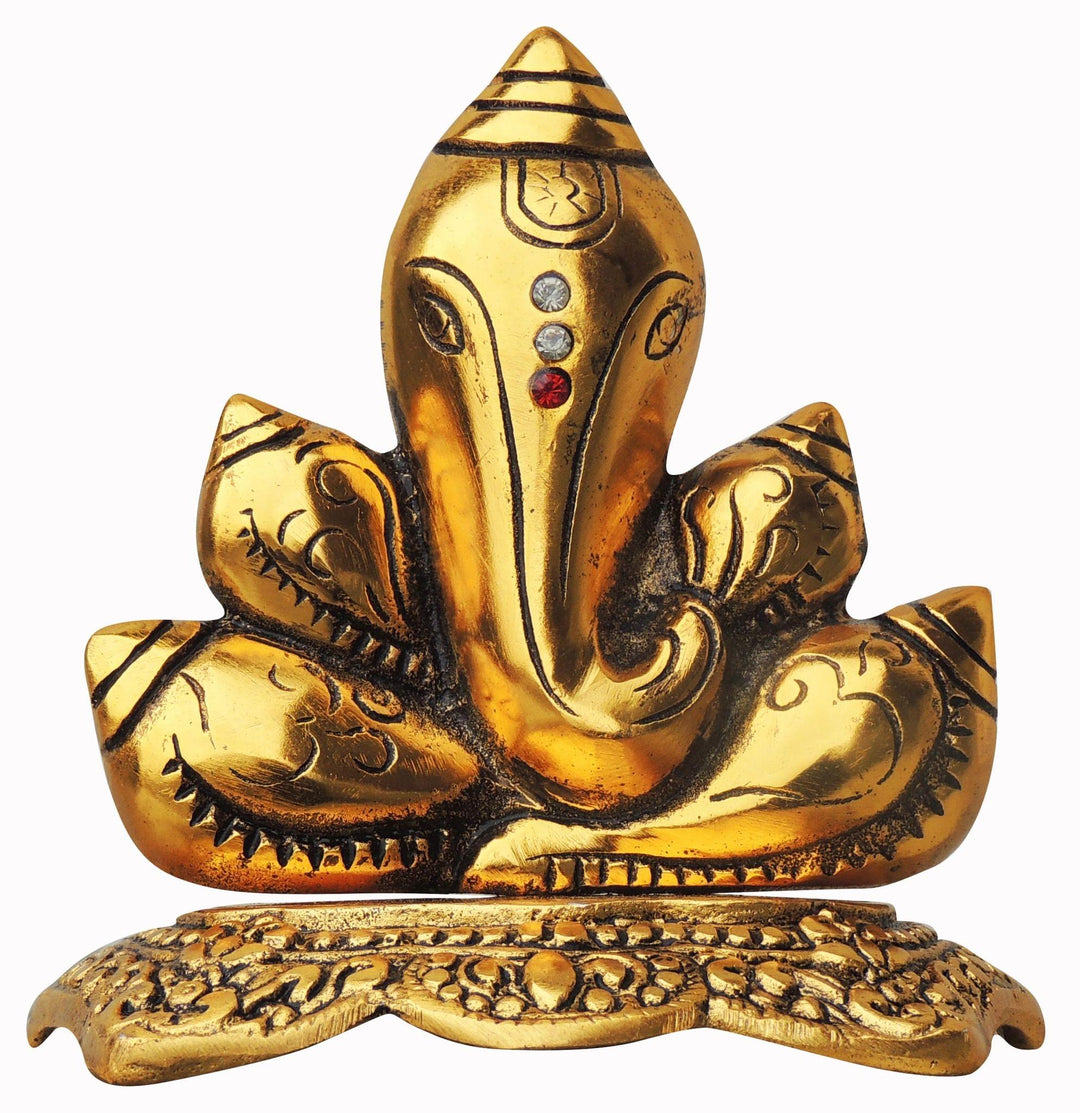 Aluminium Ganesh Idol | Decorative Showpiece - 4.5x3x4.5 Inch