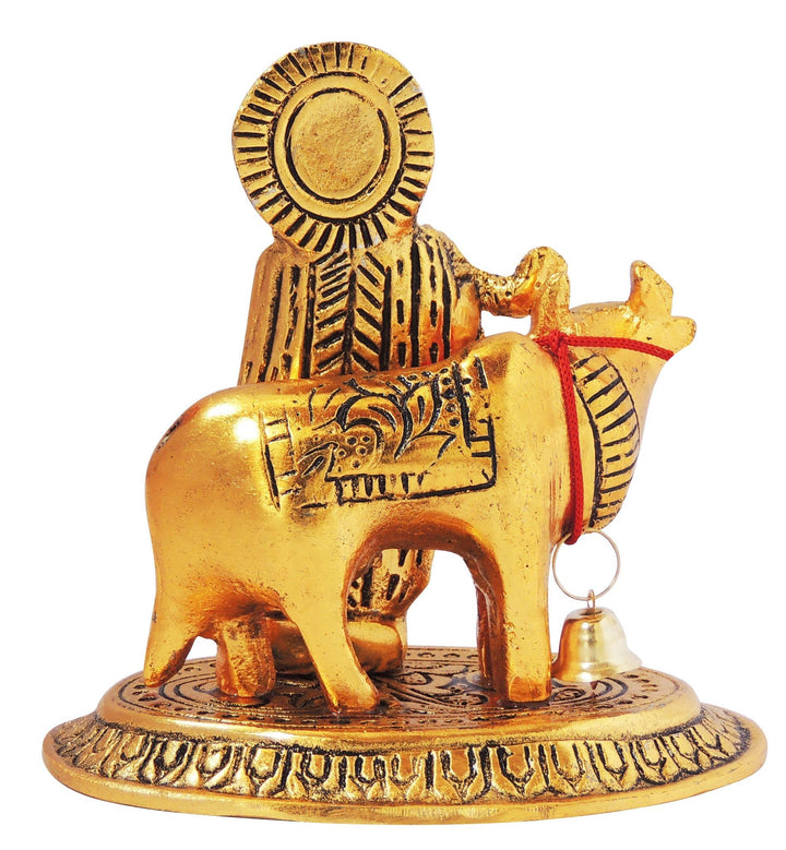 Aluminium Krishna Idol | Showpiece Cow Statue 4x2.5x4 Inch