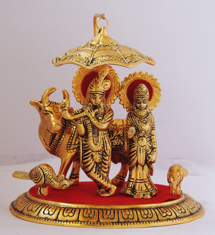 Showpiece Radha Krishna Aluminium Idol | 7x5x7 Inch Decorative Statue