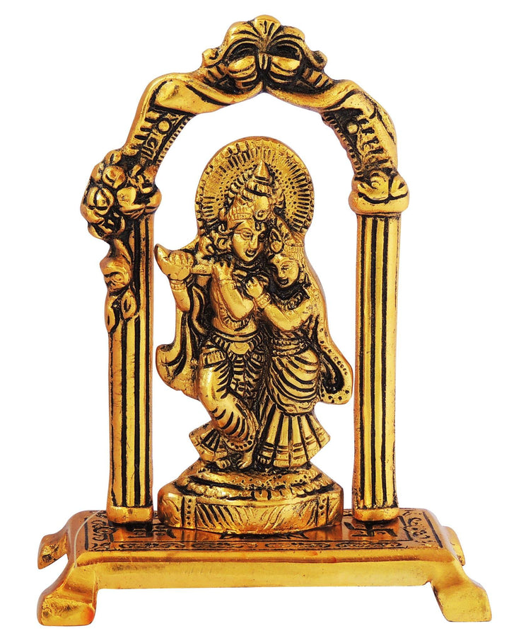 Aluminium Idol | Radha Krishna Showpiece Frame - 5.5x2.5x6.5 Inches