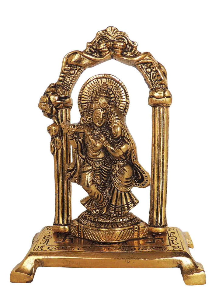 Aluminium Idol | Showpiece Radha Krishna Statue - 5.2x2.1x6.1 Inch