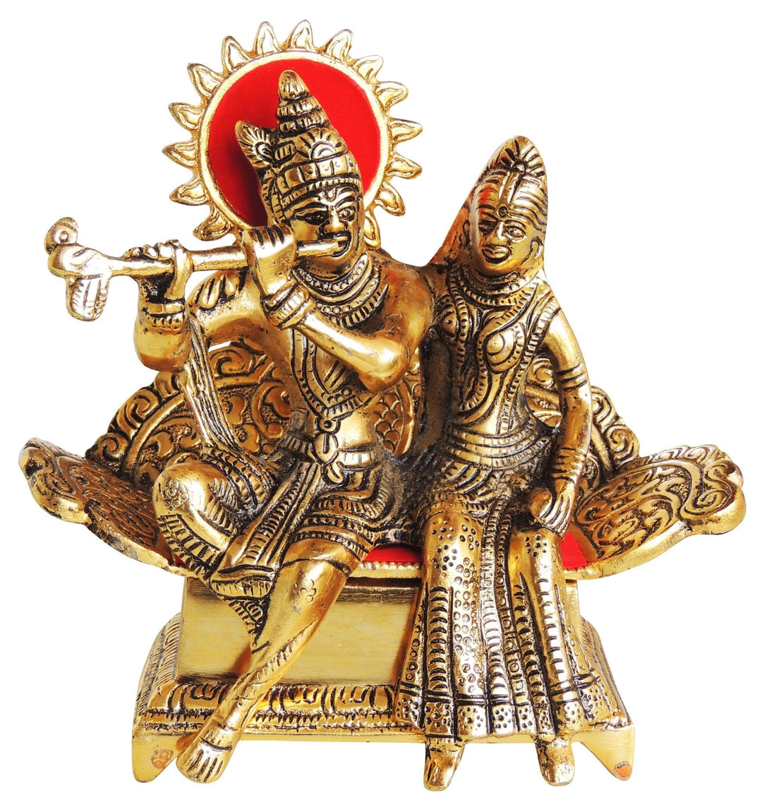 Aluminium Radha Krishna Idol | Decorative 7.5-inch Showpiece Statue