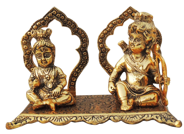 Aluminium Idol | Ram Shyam Showpiece Statue - 8.2x5x6 Inch