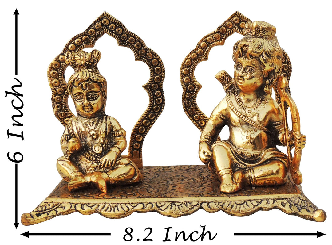 Aluminium Idol | Ram Shyam Showpiece Statue - 8.2x5x6 Inch