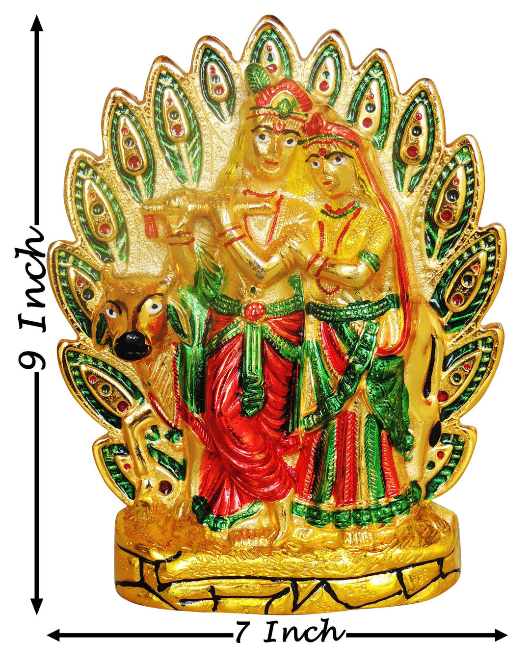 Aluminium Idol | Wall Hanging Radha Krishna Meena Showpiece - 7x1.5x9 Inch