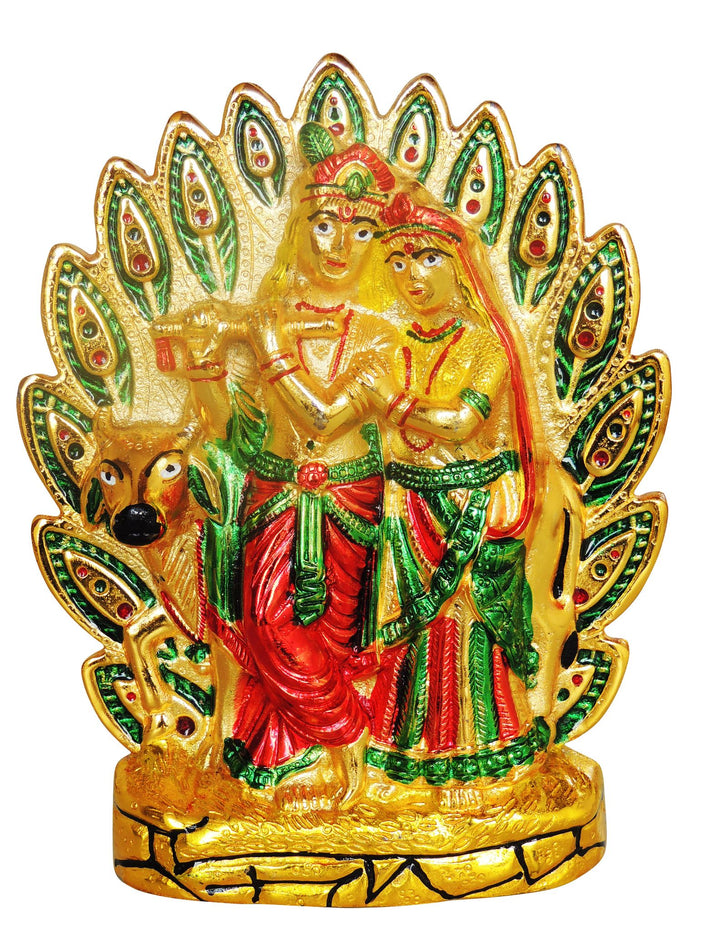 Aluminium Idol | Wall Hanging Radha Krishna Meena Showpiece - 7x1.5x9 Inch